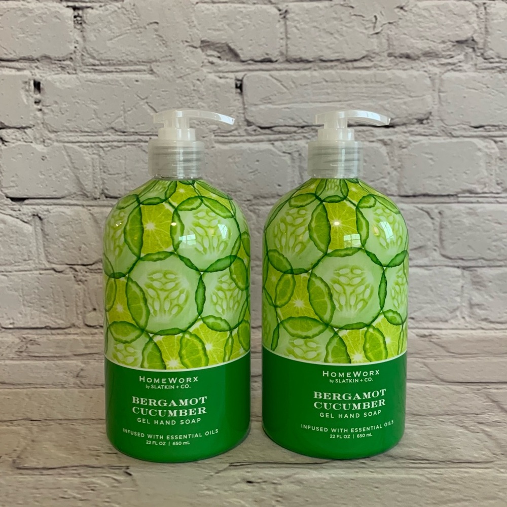 😍 HOMEWORX By Slatkin & Co. BERGAMOT CUCUMBER Gel 🖐️ Soap✖️2️⃣